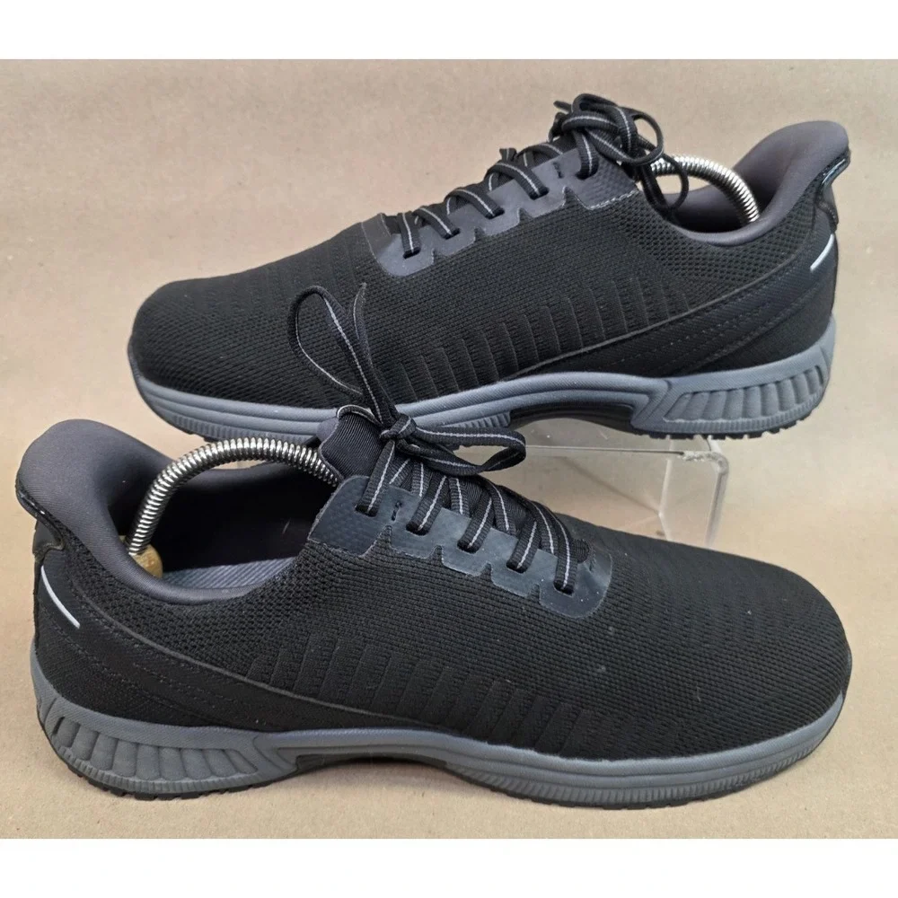 Orthofeet Men's 11 2E Wide Black 20011 Mesh Diabetic Walking Shoes Lace Up Low